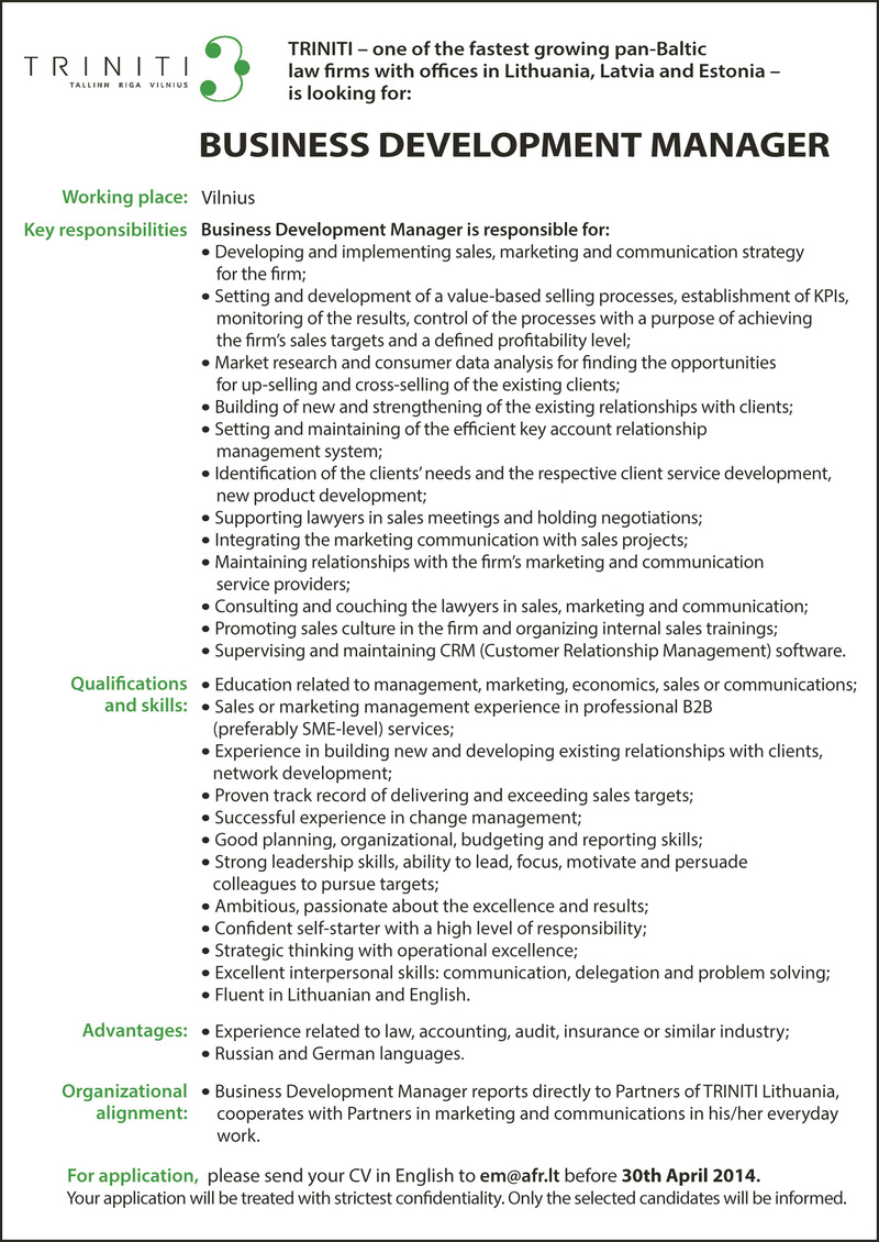 Alliance recruitment, UAB Business Development Manager