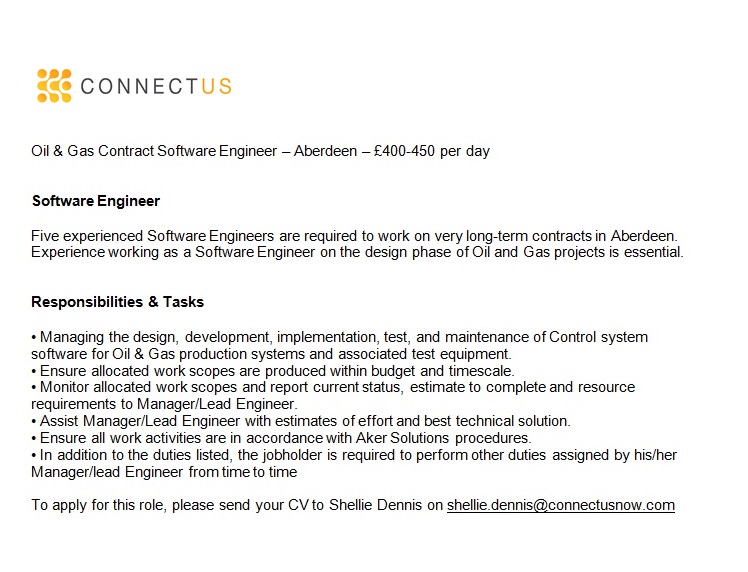 Connectus Oil & Gas Contract Software Engineer