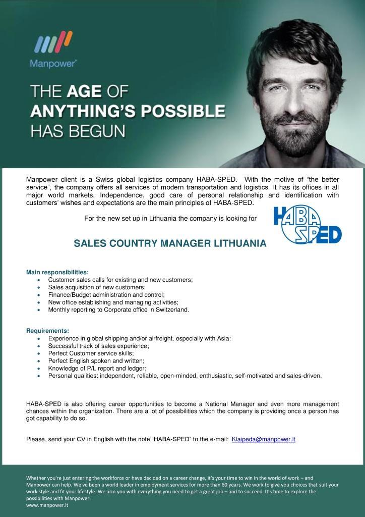 Manpower Lit, UAB Sales Country Manager Lithuania