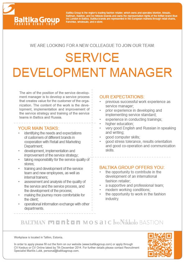 Baltika AS Service Development Manager