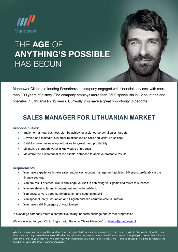 Manpower Lit, UAB Sales Manager for Lithuanian Market
