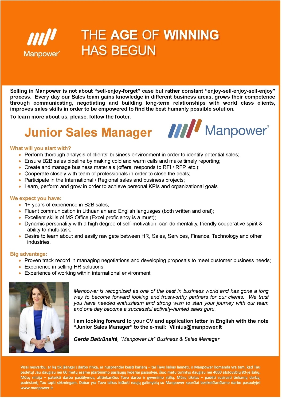 Manpower Lit, UAB Junior Sales Manager  