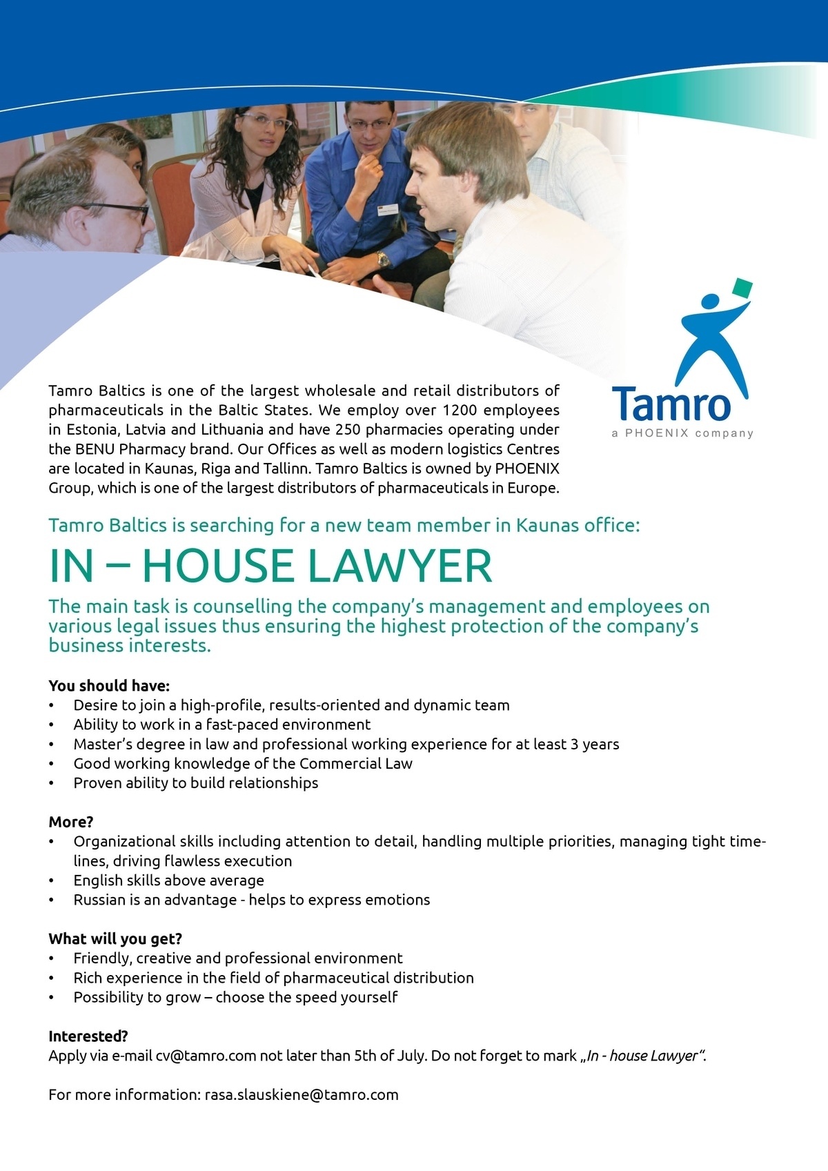 Tamro, UAB In- House Lawyer