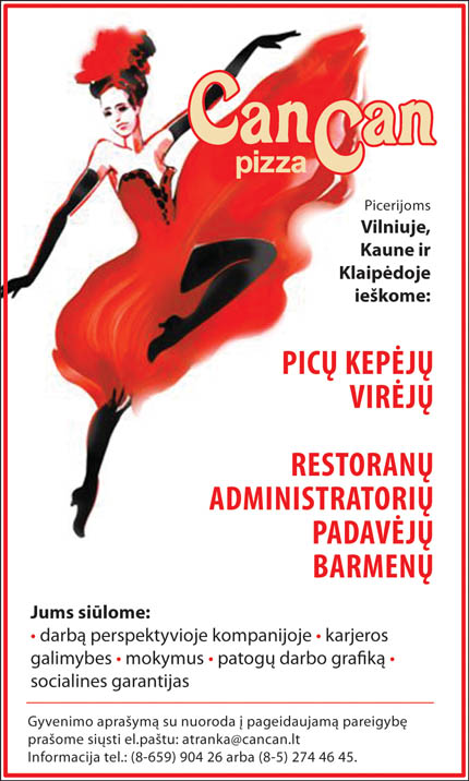 Can Can Pizza Virėjas (-a) Kaune