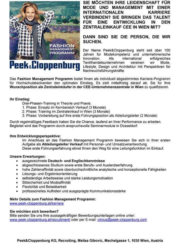 Peek & Cloppenburg Fashion Management Program