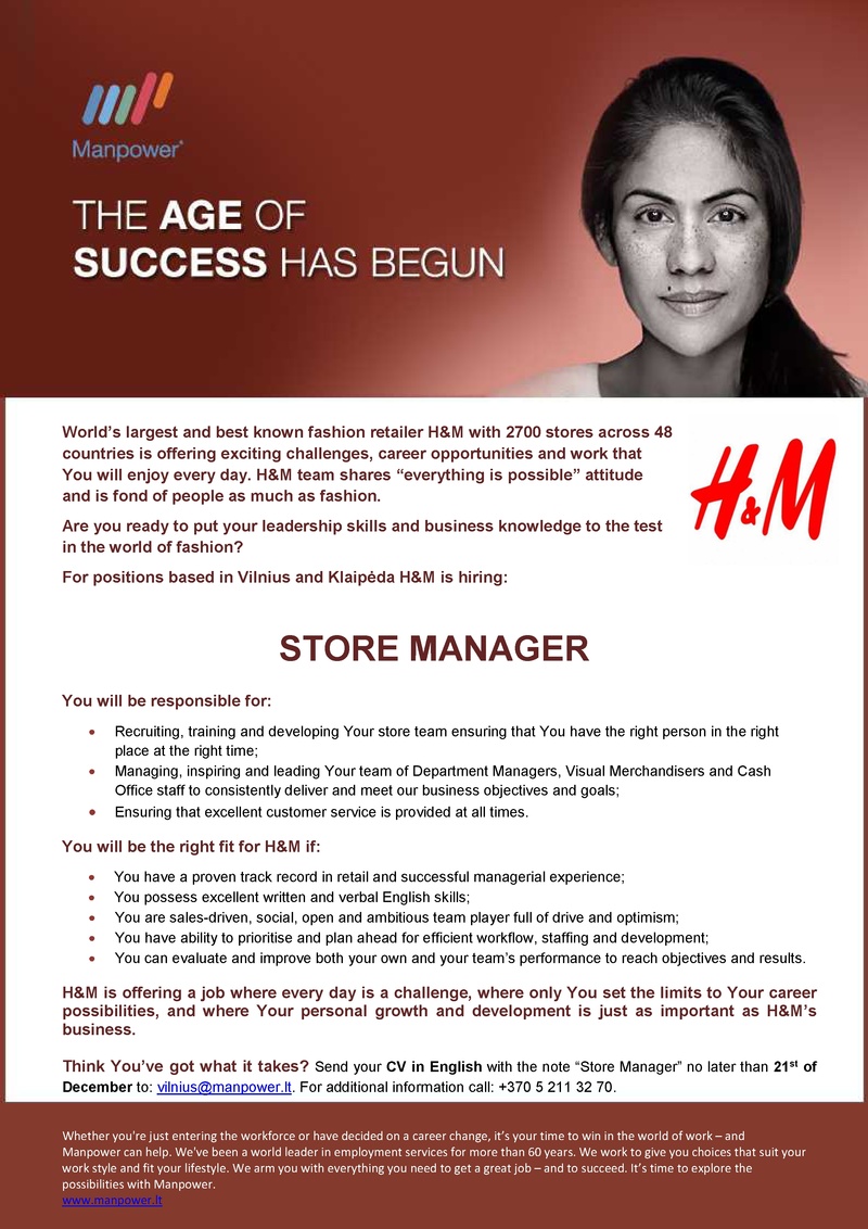 CV Market client Store Manager