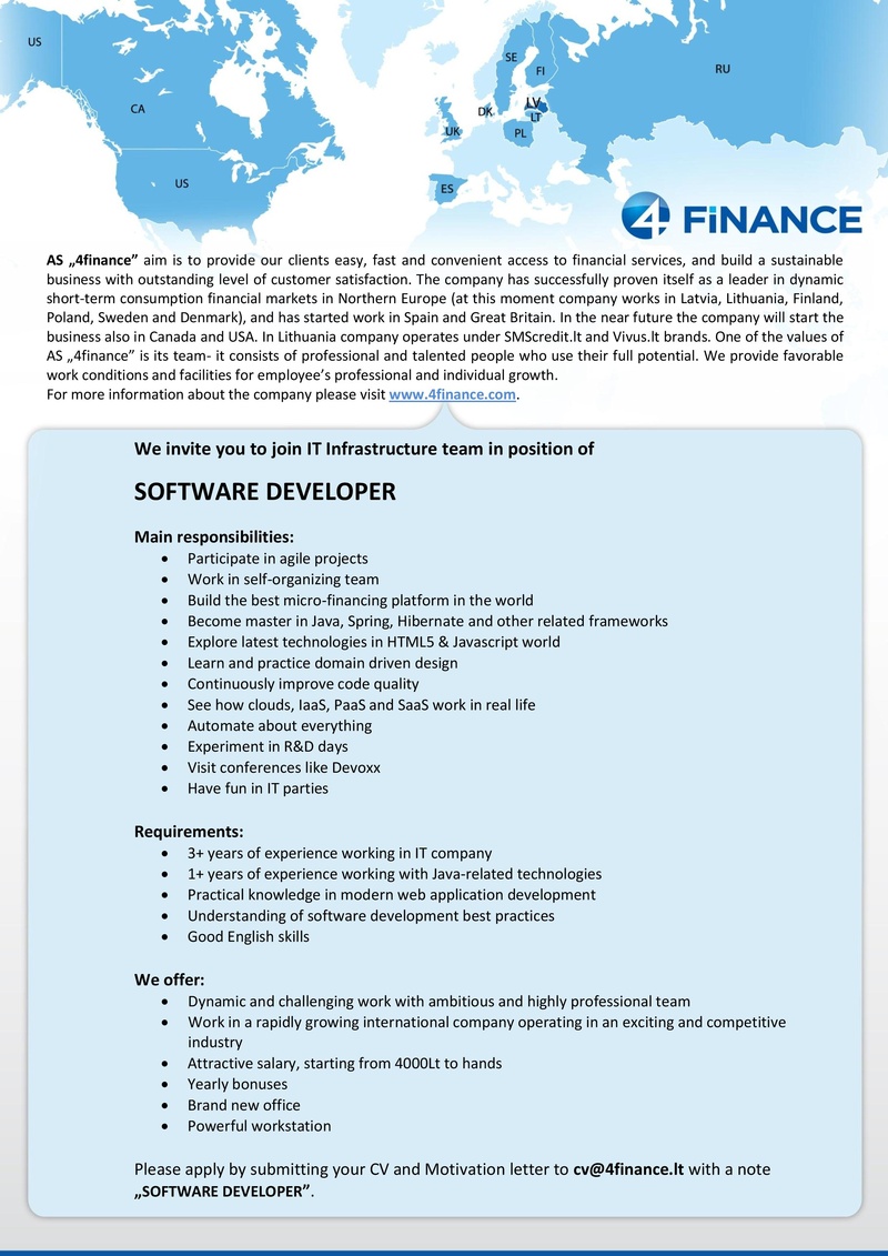 4finance, UAB Software developer