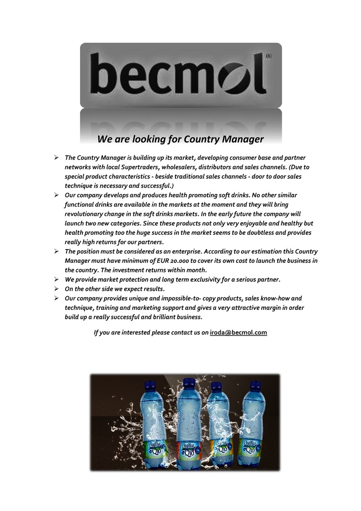 Becmol Zrt Country manager