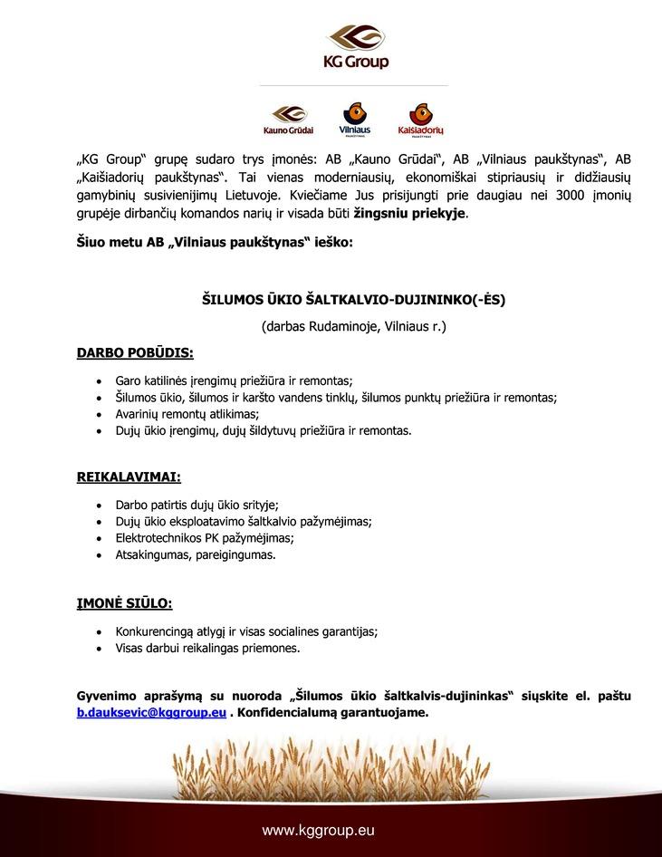 Vilniaus paukštynas, AB ŠILUMOS ŪKIO ŠALTKALVIO-DUJININKO(-ĖS) (darbas Vilniaus r.)