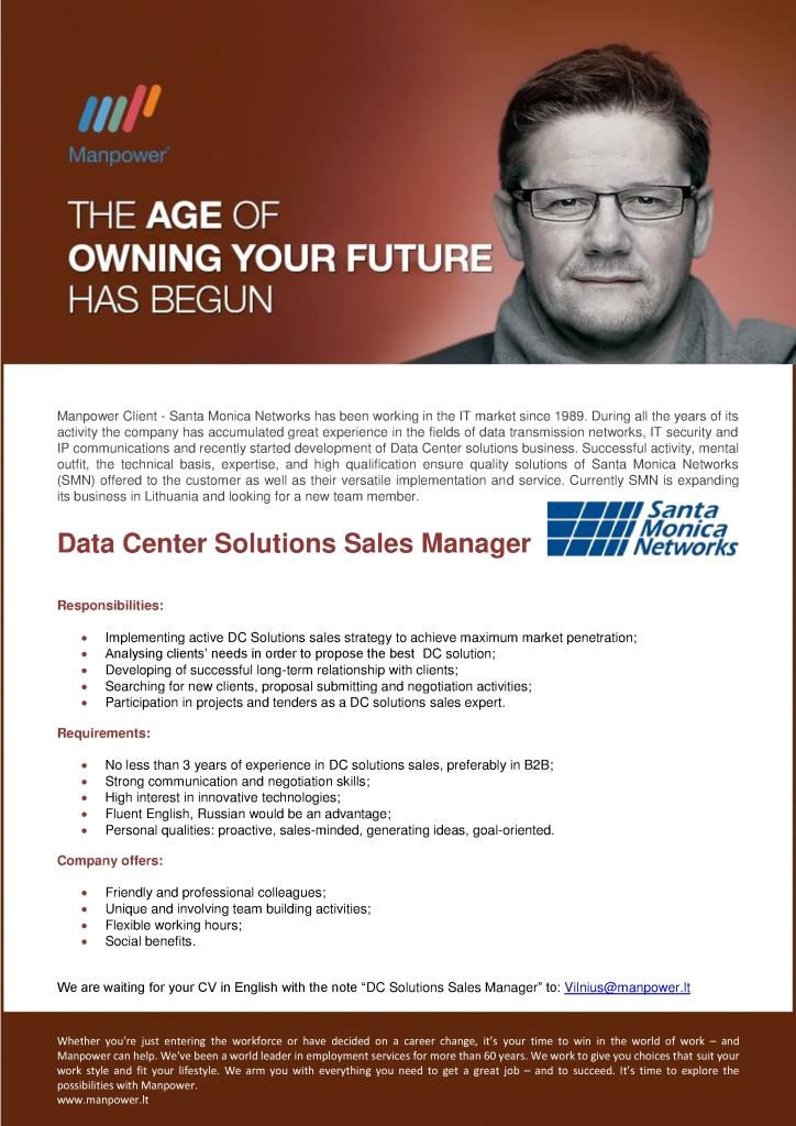 Manpower Lit, UAB Data Center Solutions Sales Manager