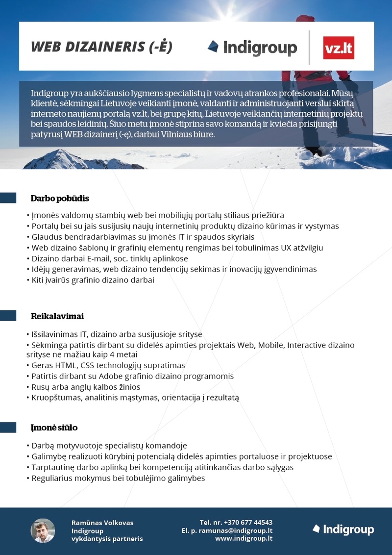 Indigroup, UAB WEB dizaineris (-ė)
