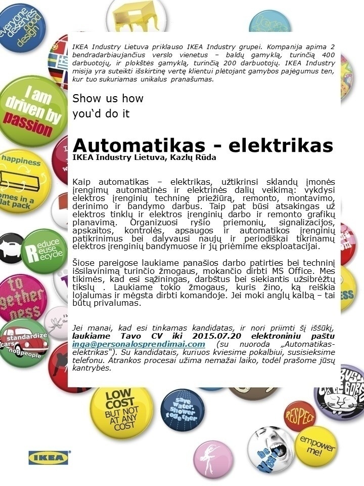 CVMarket.lt klientas Automatikas - elektrikas (Ikea Industry Lietuva)
