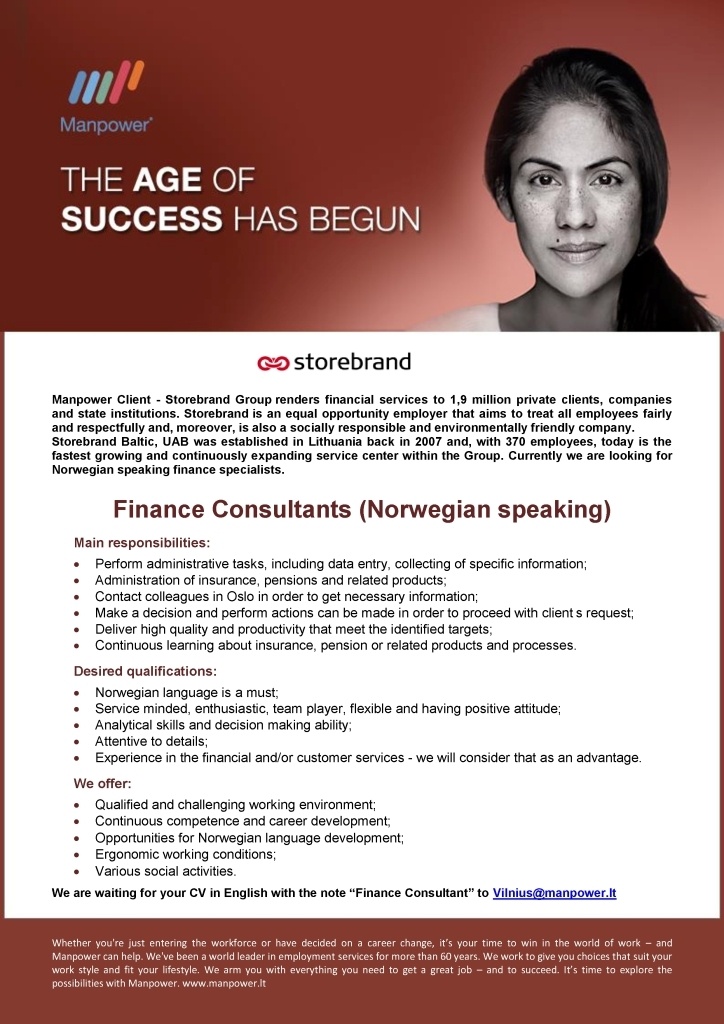 CVMarket.lt klientas Finance Consultants (Norwegian speaking)