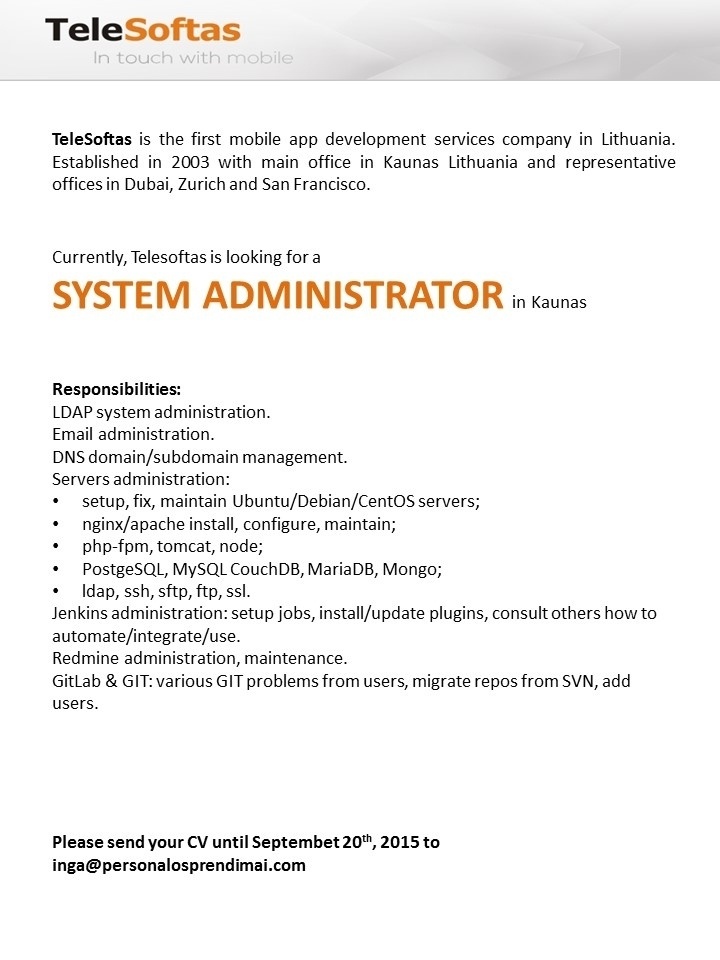 CVMarket.lt klientas System administrator