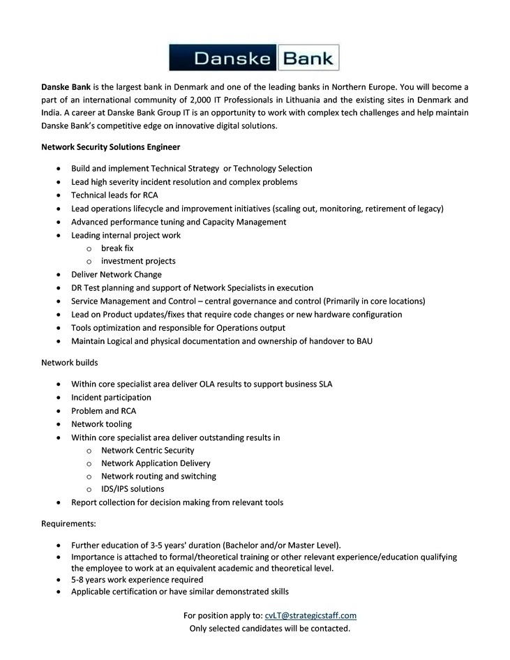 CV Market client Network Security Solutions Engineer