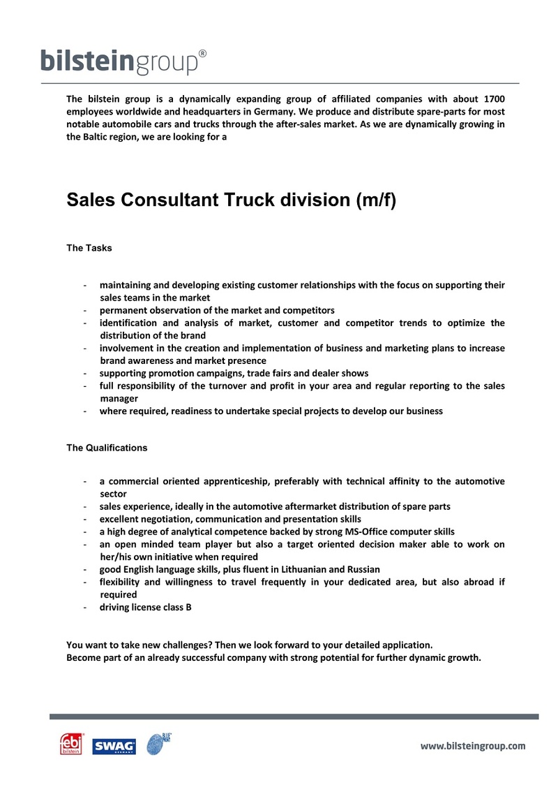 CV Market client Sales Consultant Truck division (m/f) 