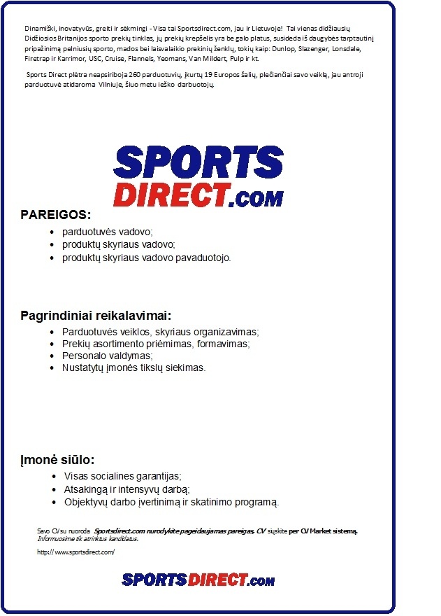 Sportsdirect.com Vadovai Sportsdirect.com parduotuvėje