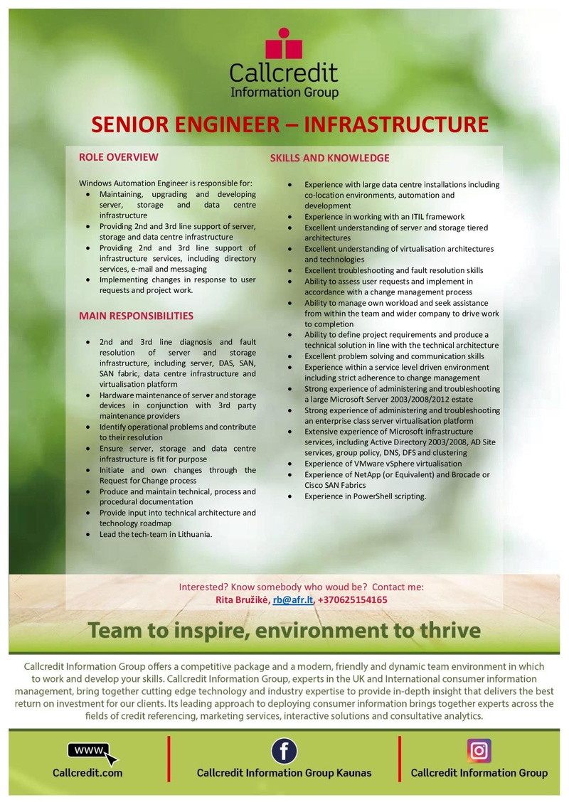 Alliance for Recruitment Senior Infrastructure Engineer