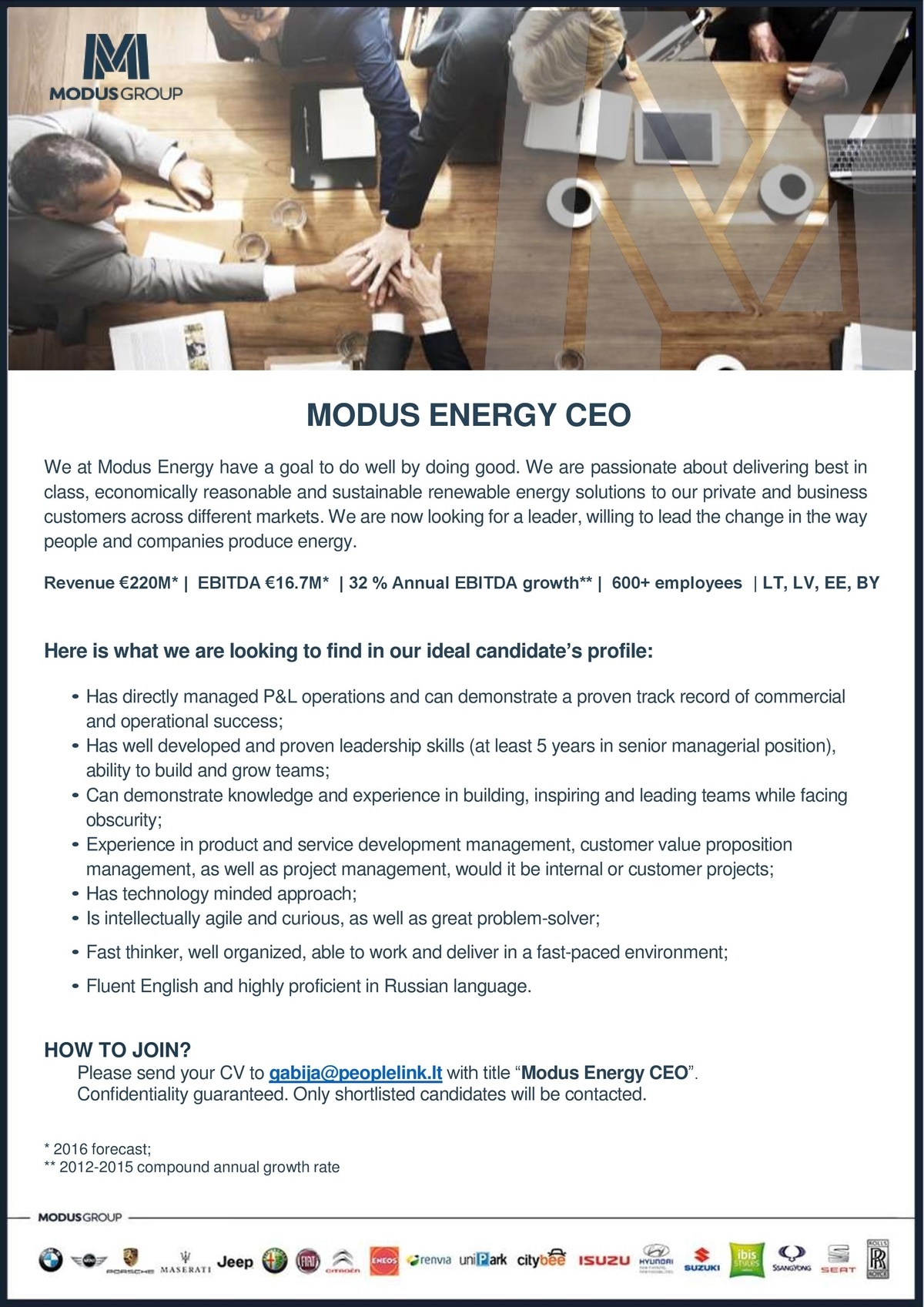 People Link, UAB MODUS ENERGY CEO