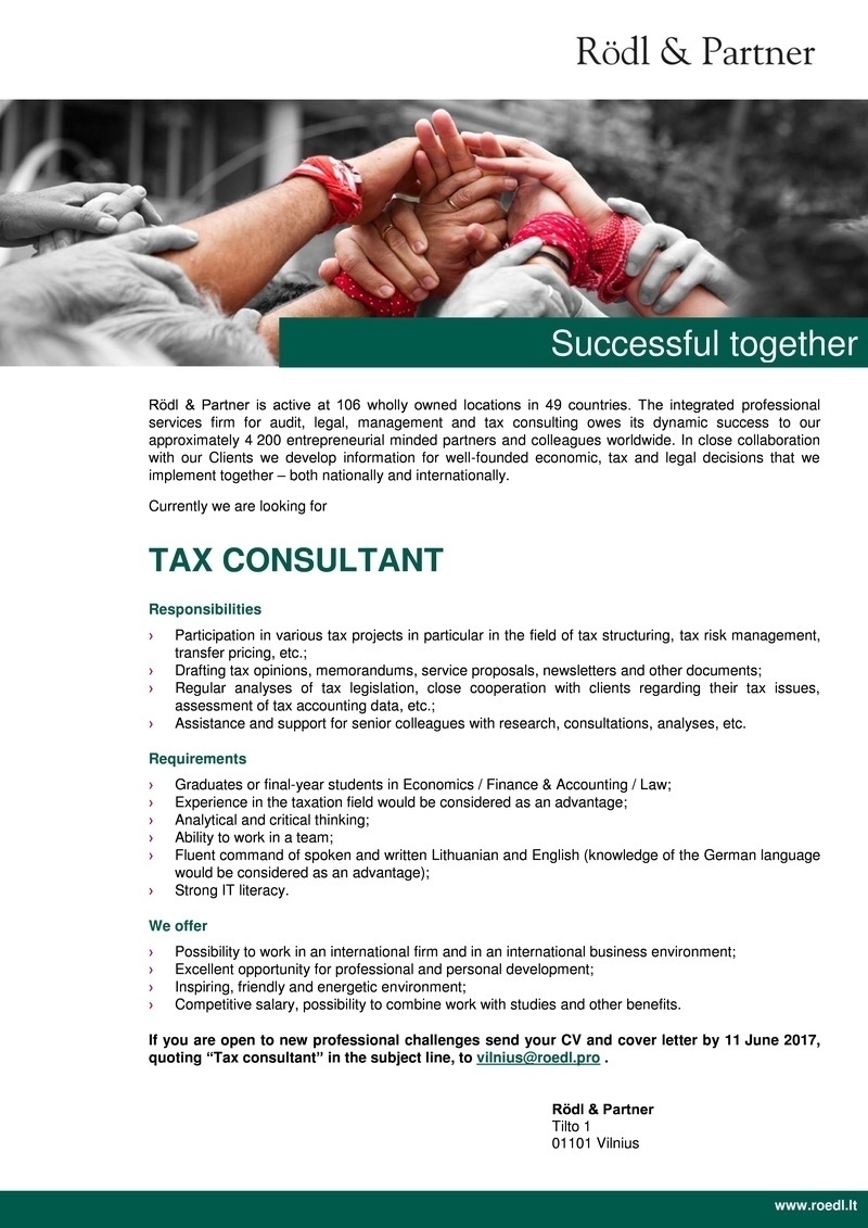 Roedl & Partner, UAB Tax consultant