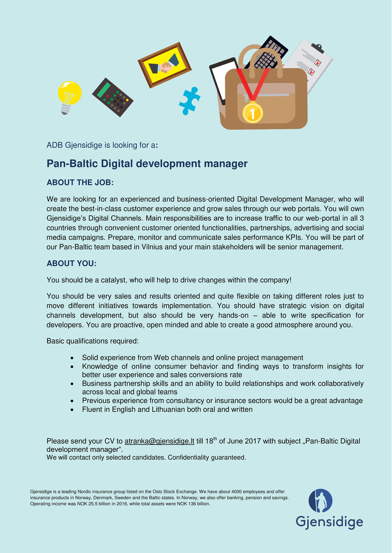 Gjensidige, ADB Pan-Baltic Digital development manager