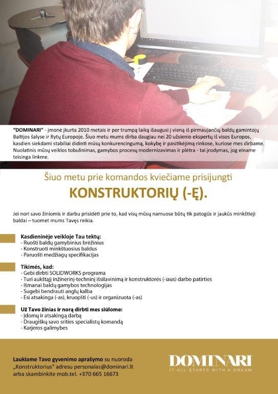 DOMINARI, UAB Konstruktorius(-ė) (minkštieji baldai)