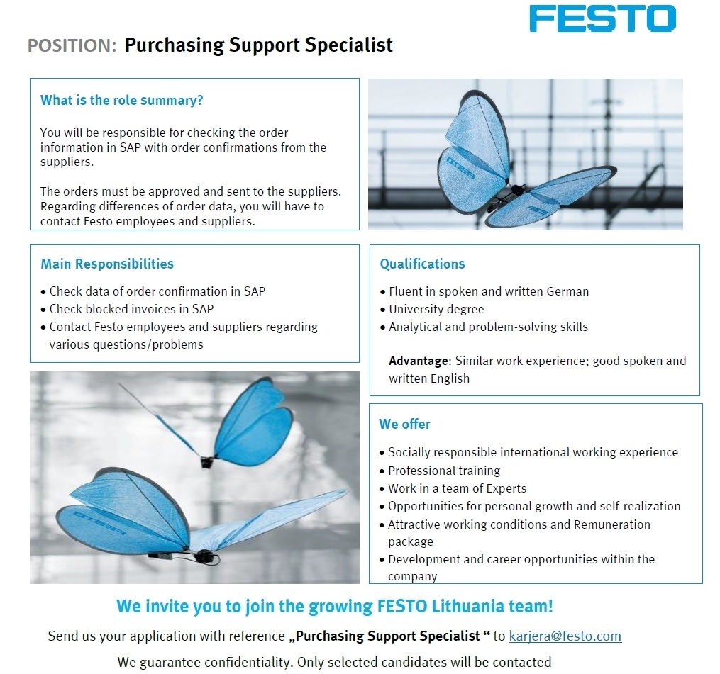 Festo, UAB Purchasing Support Specialist