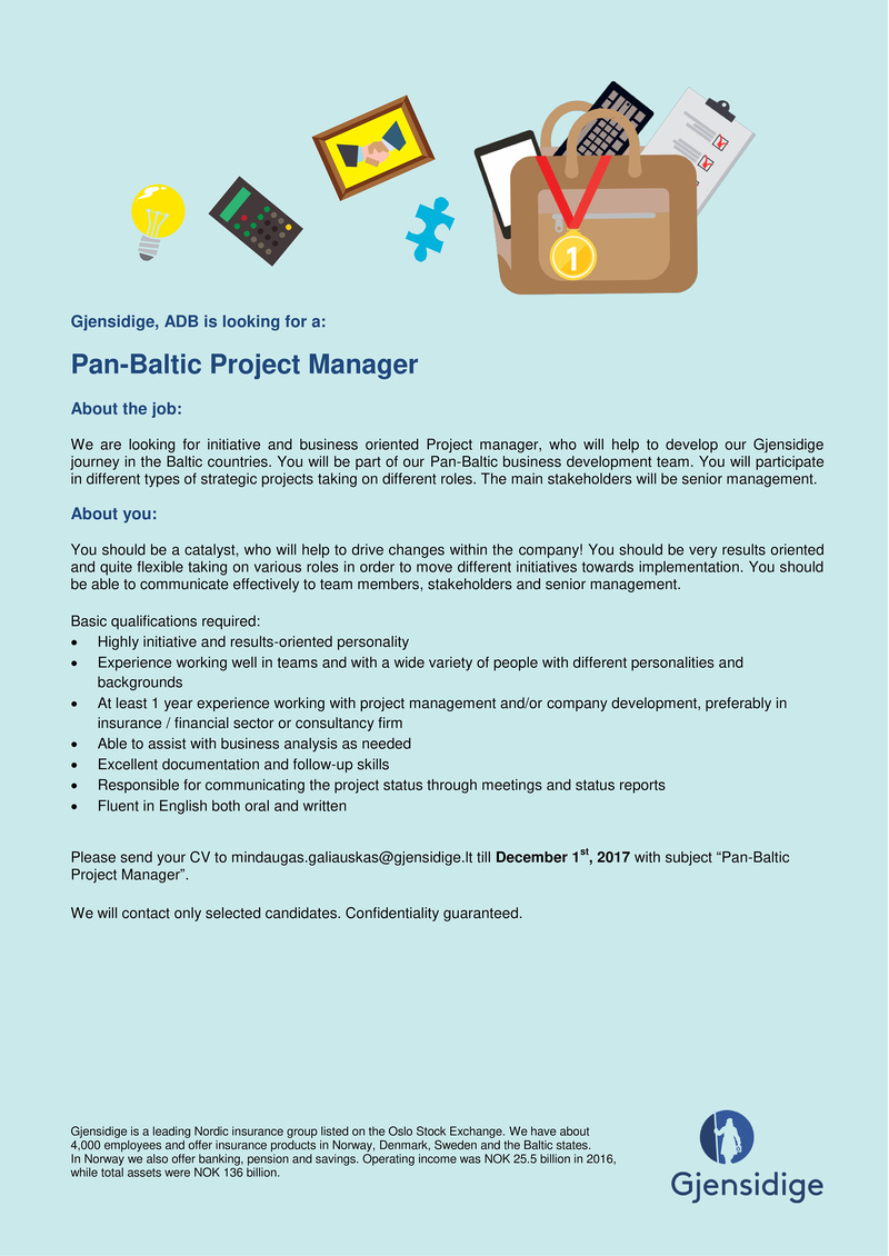 Gjensidige, ADB Pan-Baltic Project Manager 