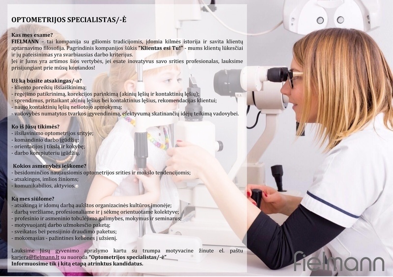 Baltoptik, UAB (FIELMANN optikos salonai) Optometrijos specialistas (-ė)
