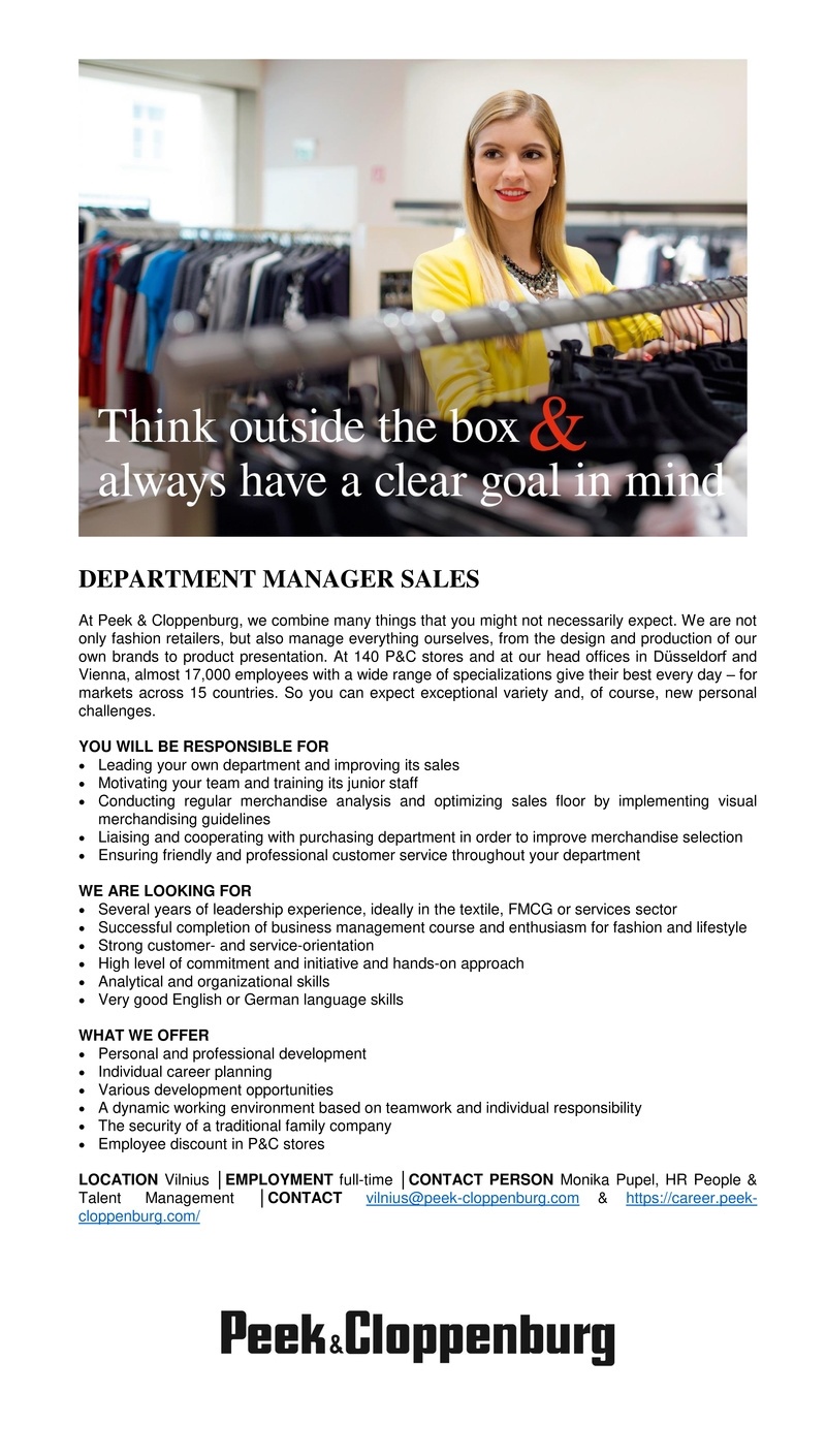 Peek&Cloppenburg Department sales manager