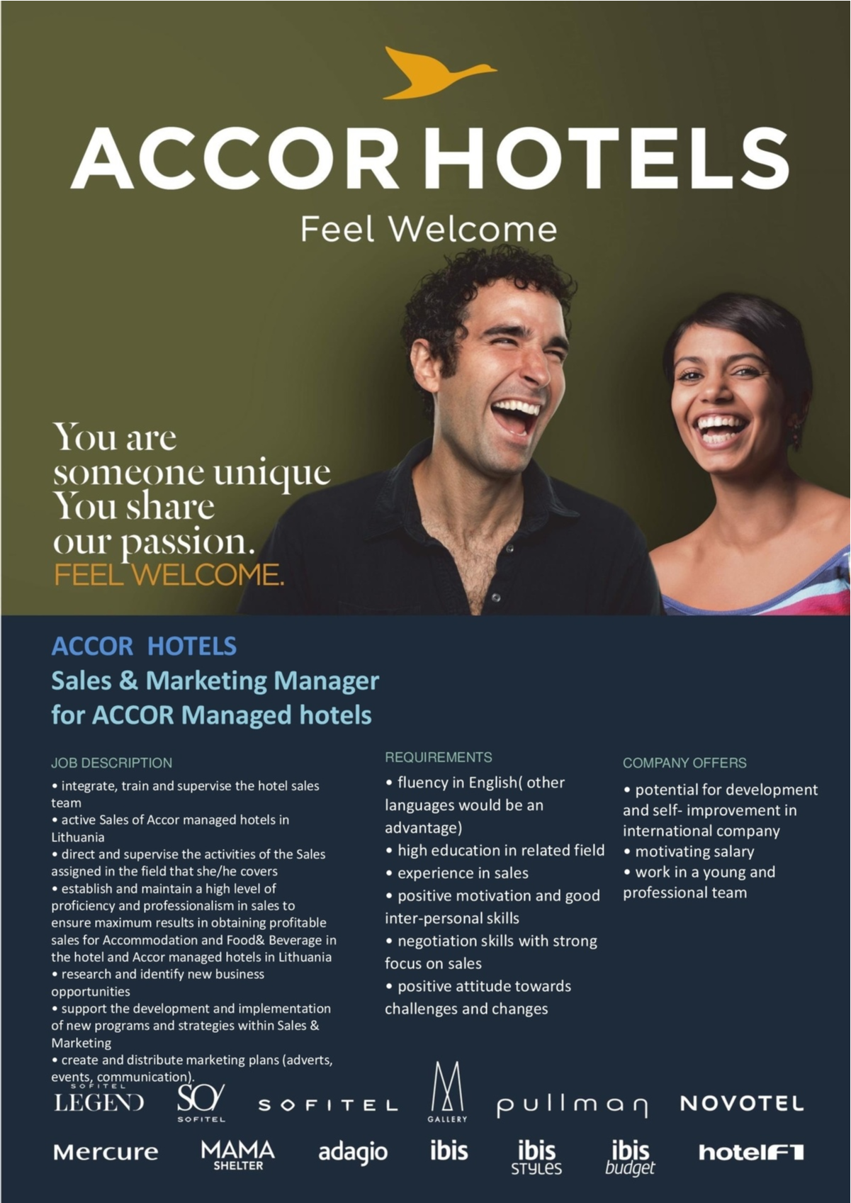 CVMarket.lt klientas Sales & Marketing Manager for ACCOR Managed hotels