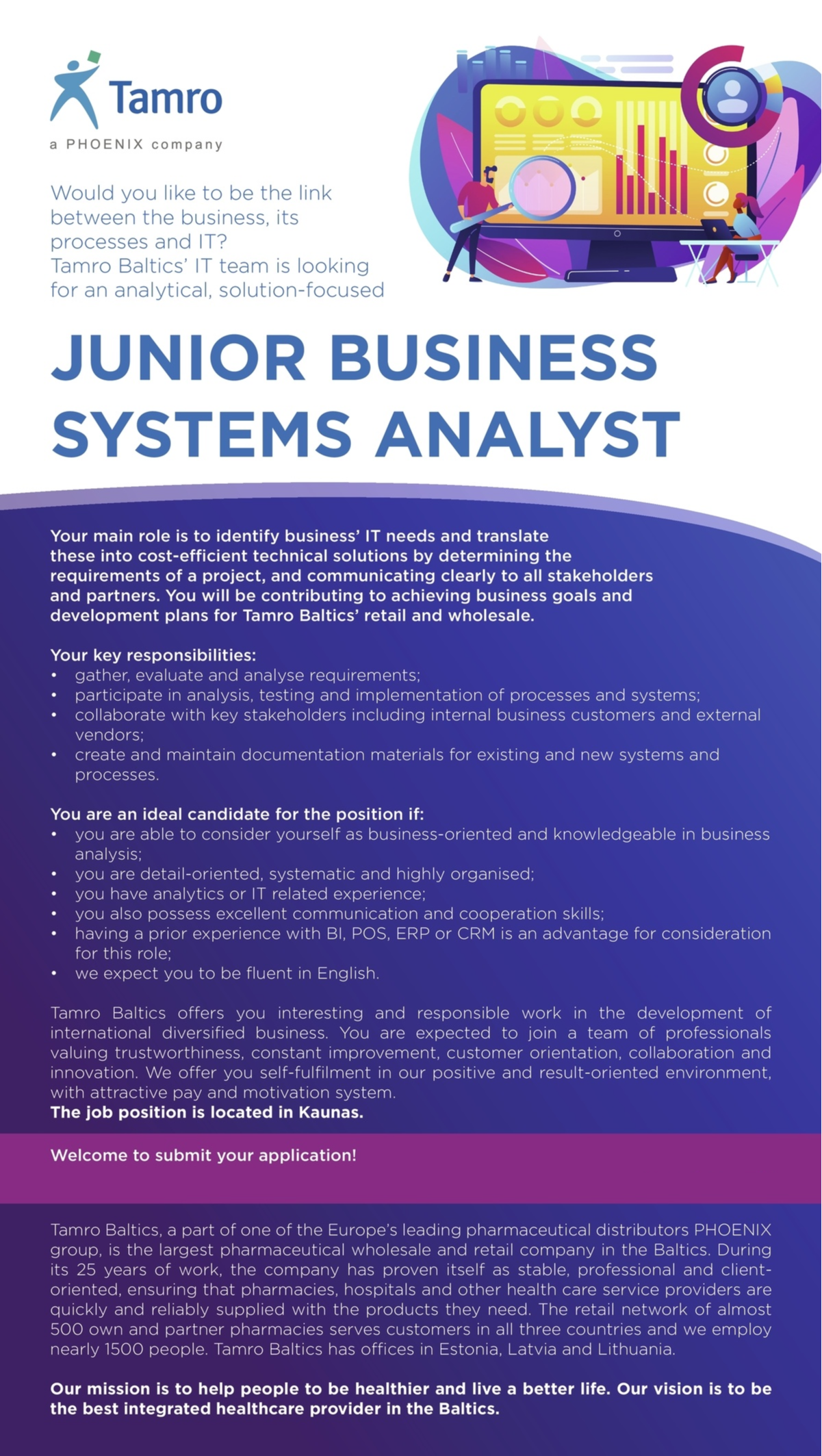 Tamro, UAB Junior Business System Analyst