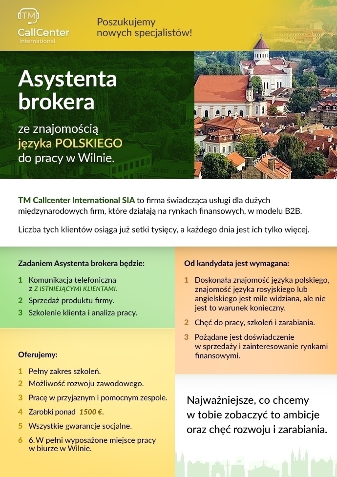 TM CallCenter International, SIA ASYSTENT BROKERA (POLSKI) \ BROKER'S ASSISTANT (POLISH)