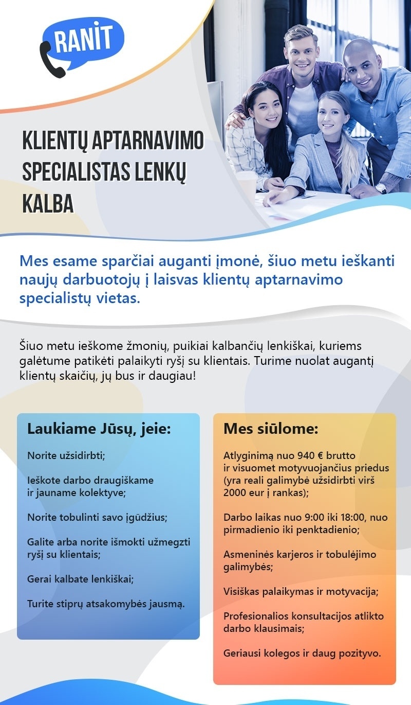 CV Market client Klientų aptarnavimo specialistas lenkų kalba