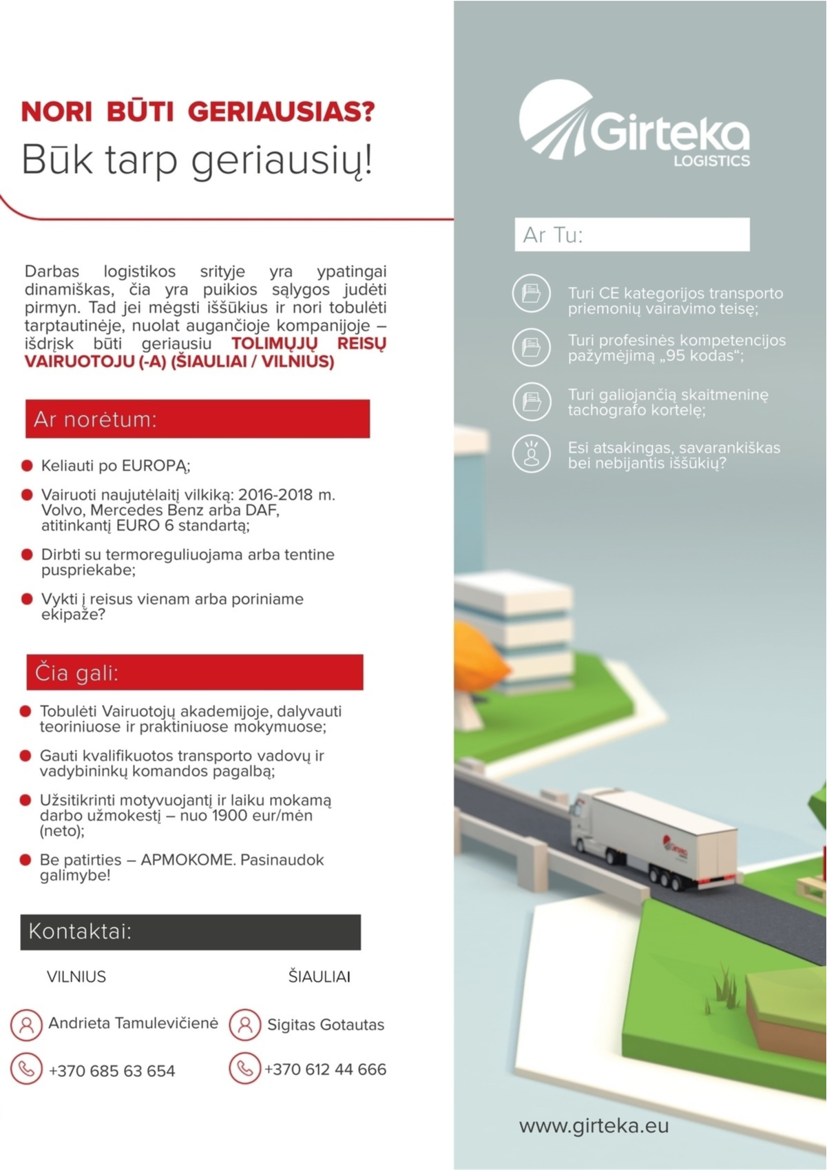 Girteka logistics, UAB Tolimųjų reisų vairuotojas (-a) darbui Europoje