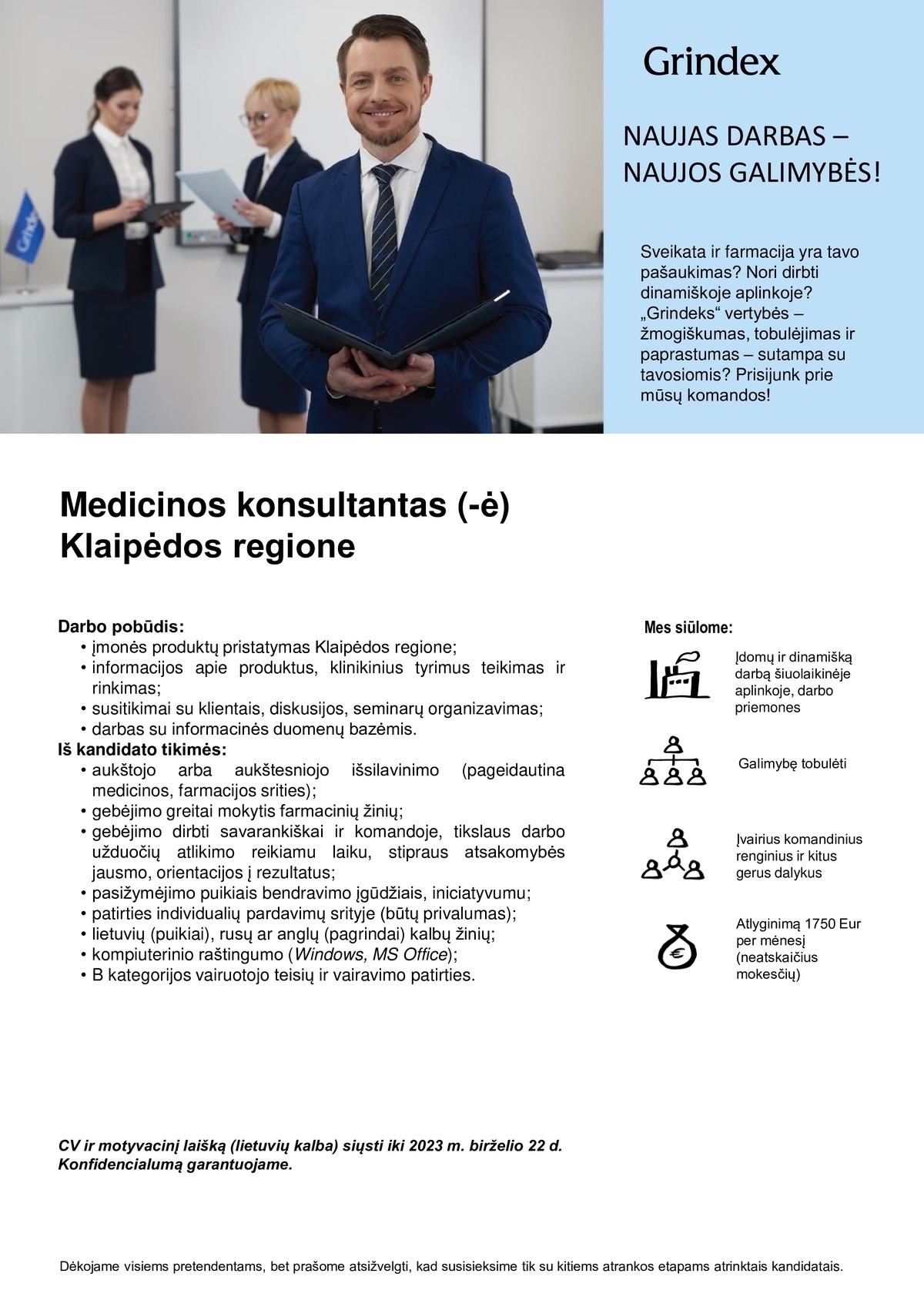 AB GRINDEKS filialas Medicinos konsultantas (-ė) Klaipėdos regione