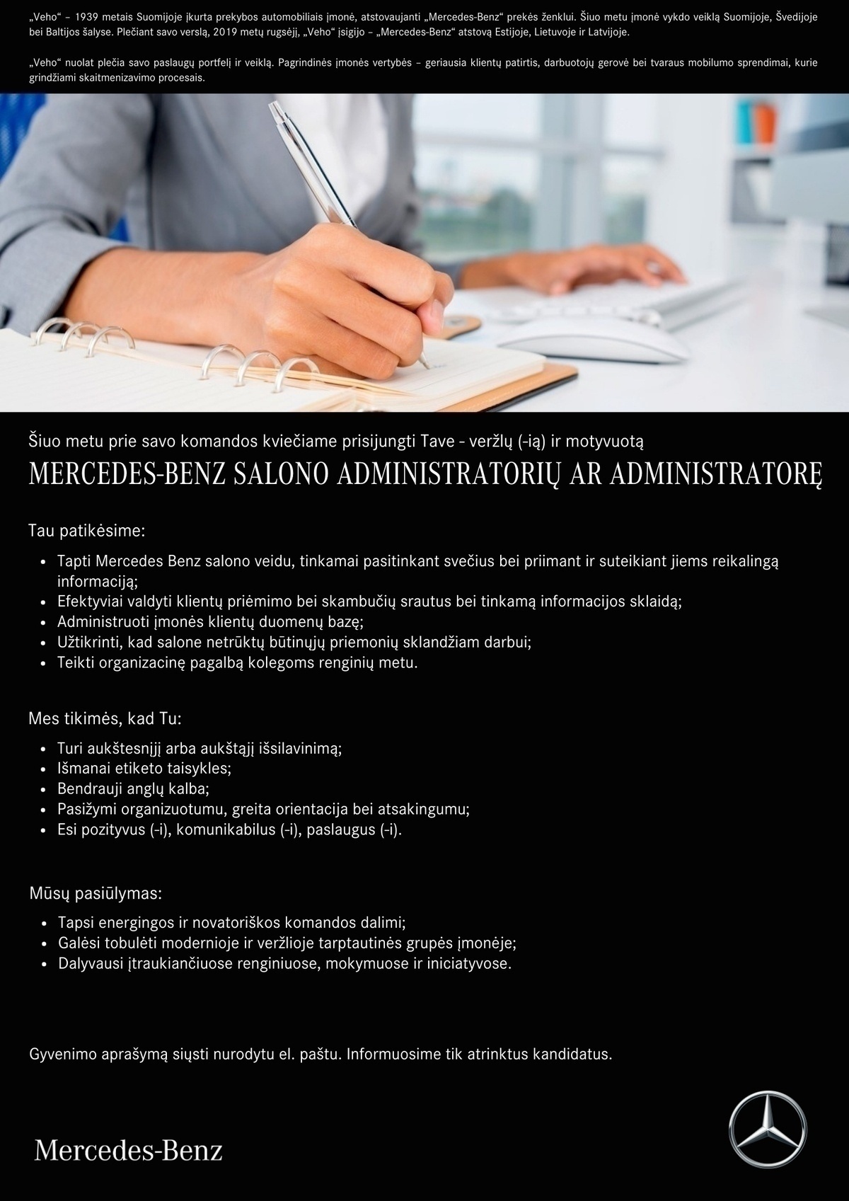 Veho Lietuva, UAB Mercedes-Benz salono administratorė (-ius)