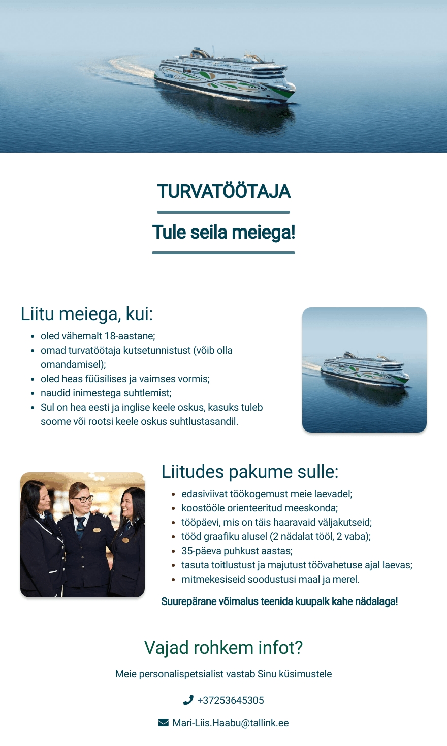 Tallink Grupp AS Turvamees laevale