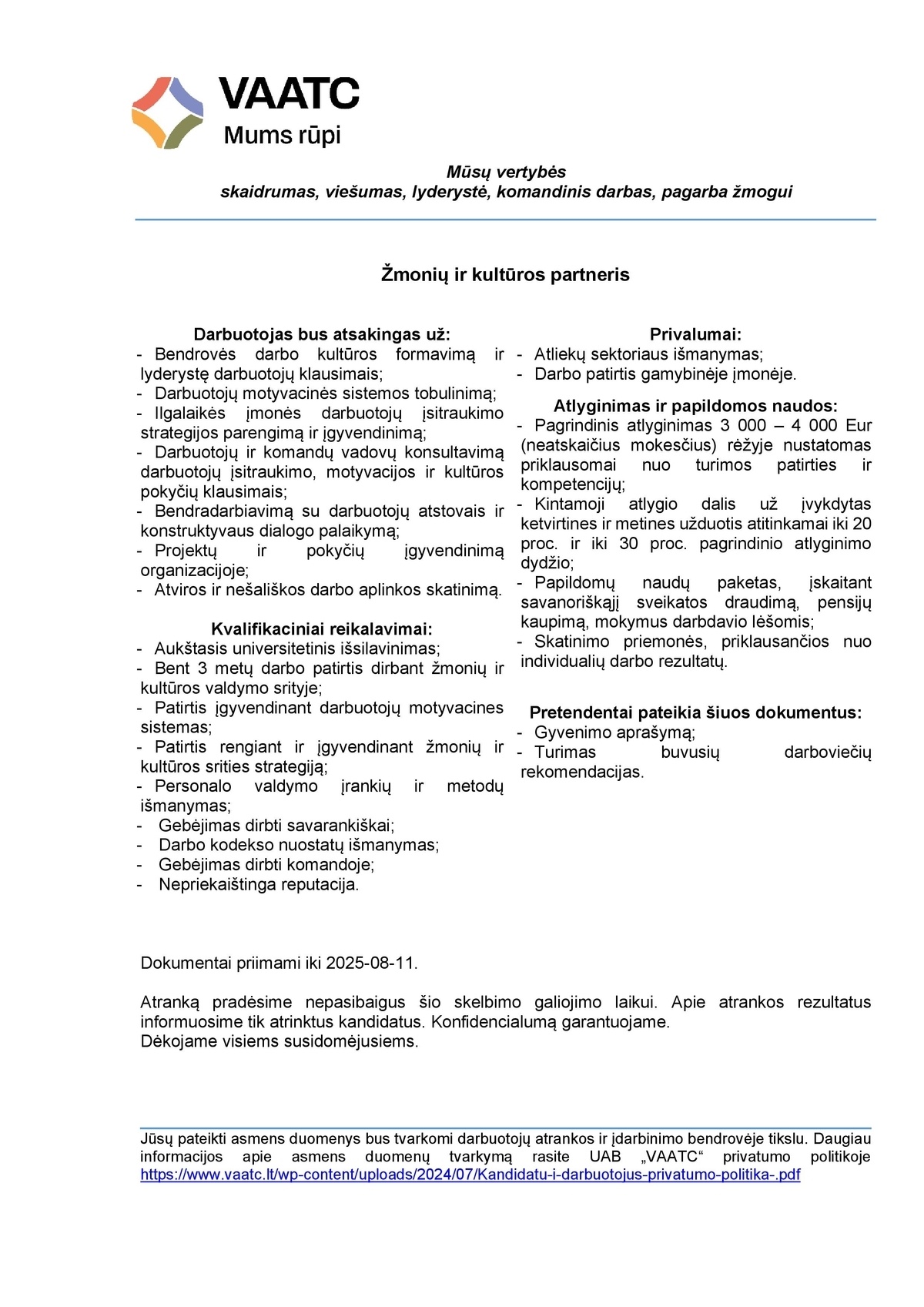 VAATC, UAB Žmonių ir kultūros partneris (-ė)