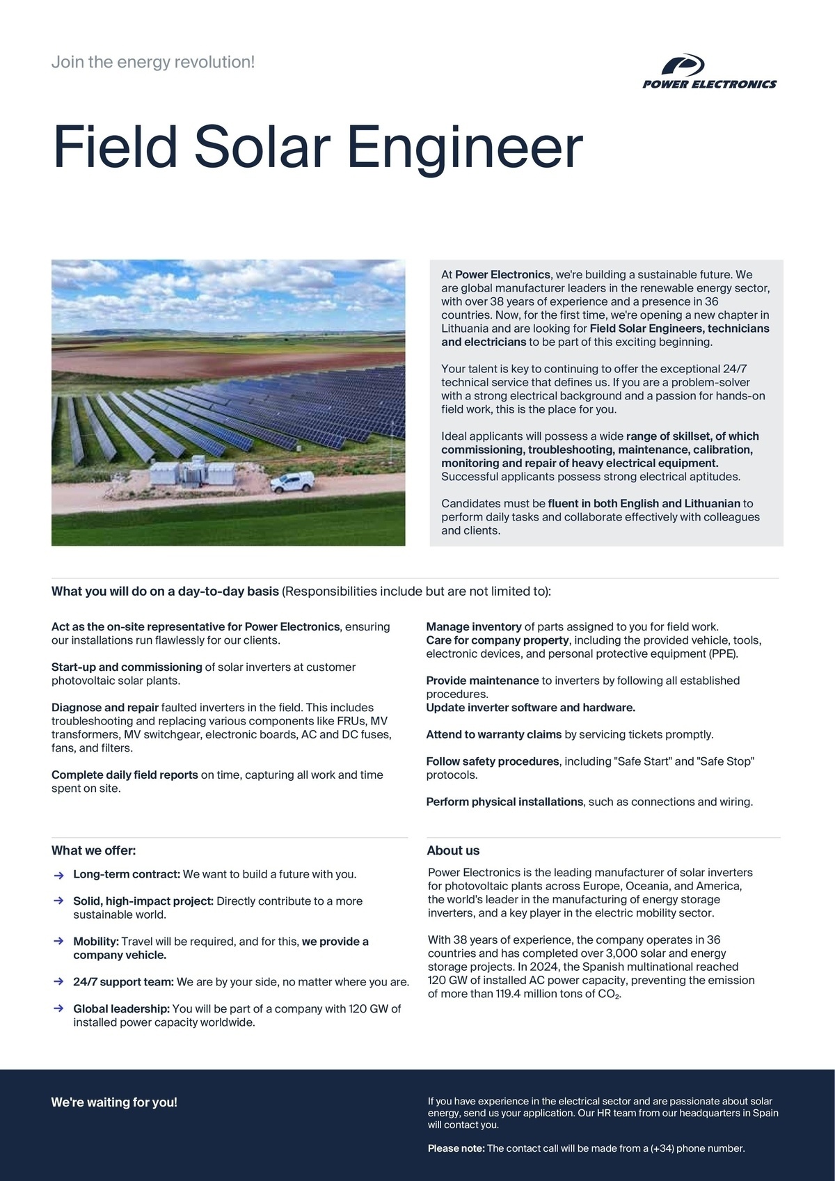 POWER ELECTRONICS Field Solar Engineer