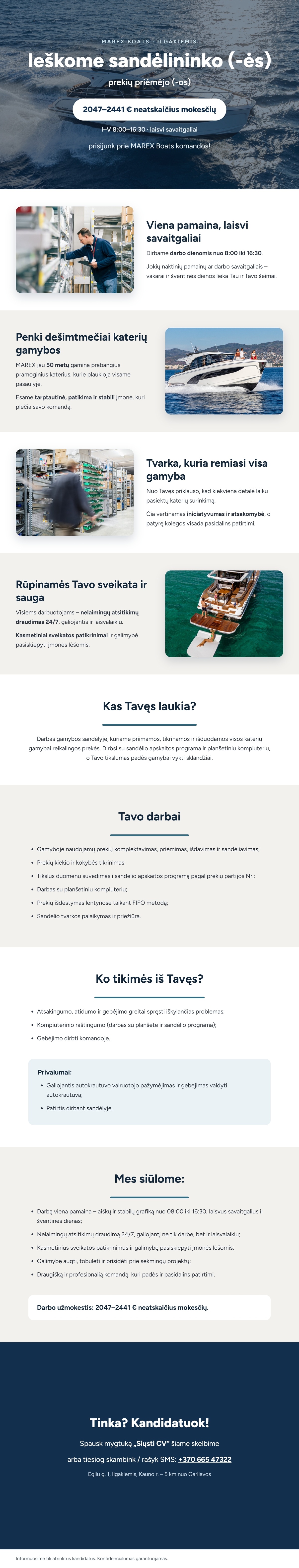 MAREX Boats, UAB Sandėlininkas (-ė) - prekių priėmėjas (-a)